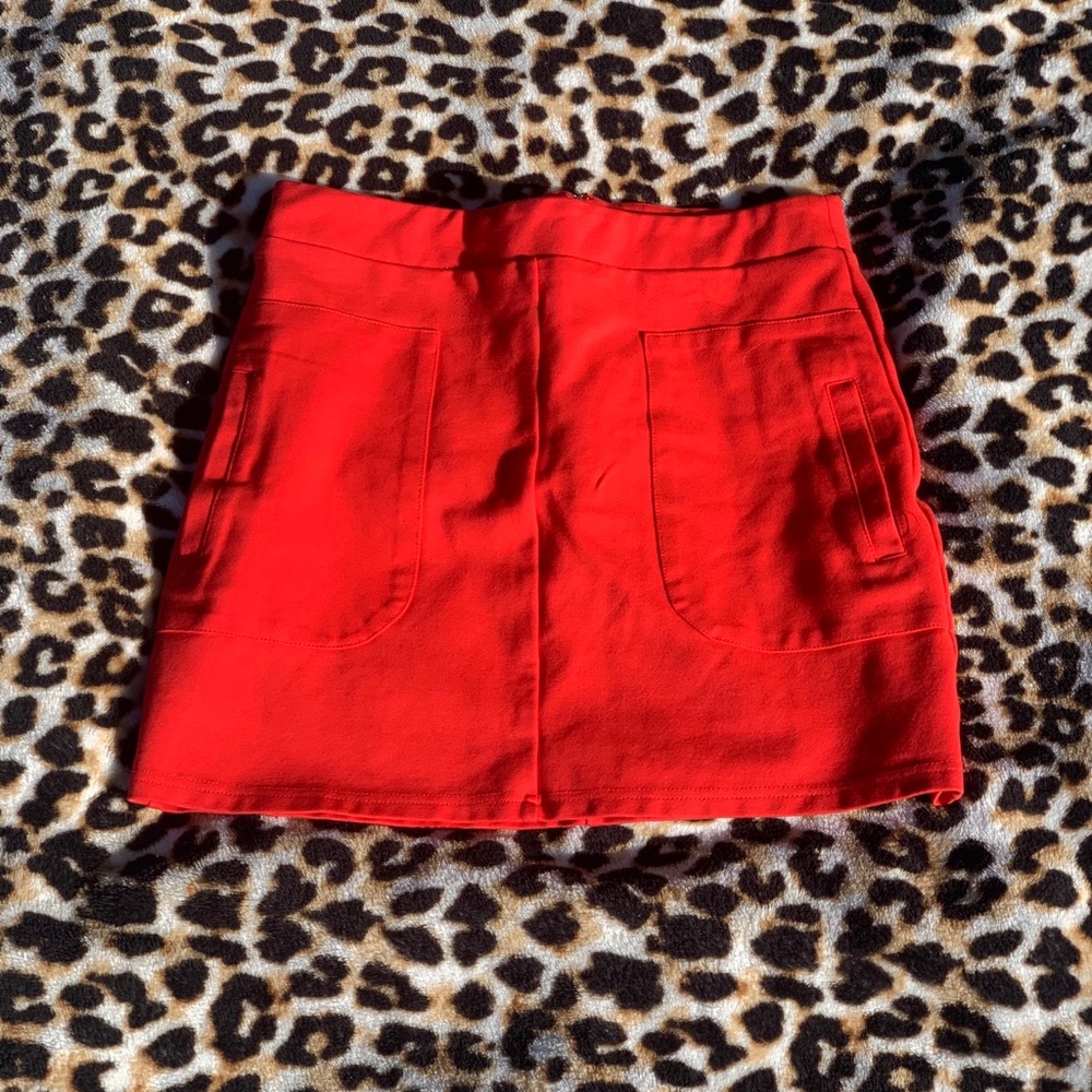 Red Mini skirt with pockets